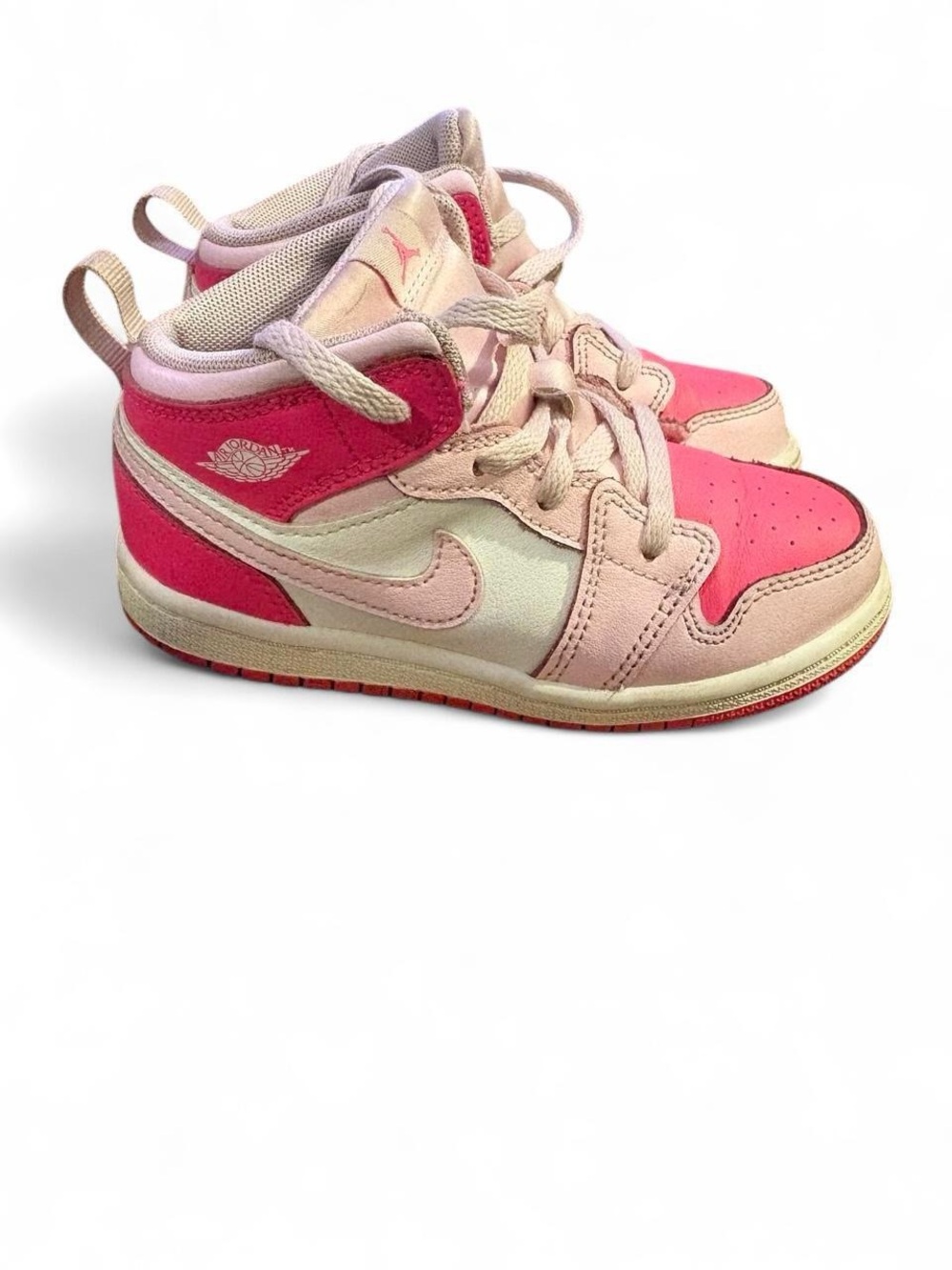 Nike Kids Pink and Cream High-Top Sneakers